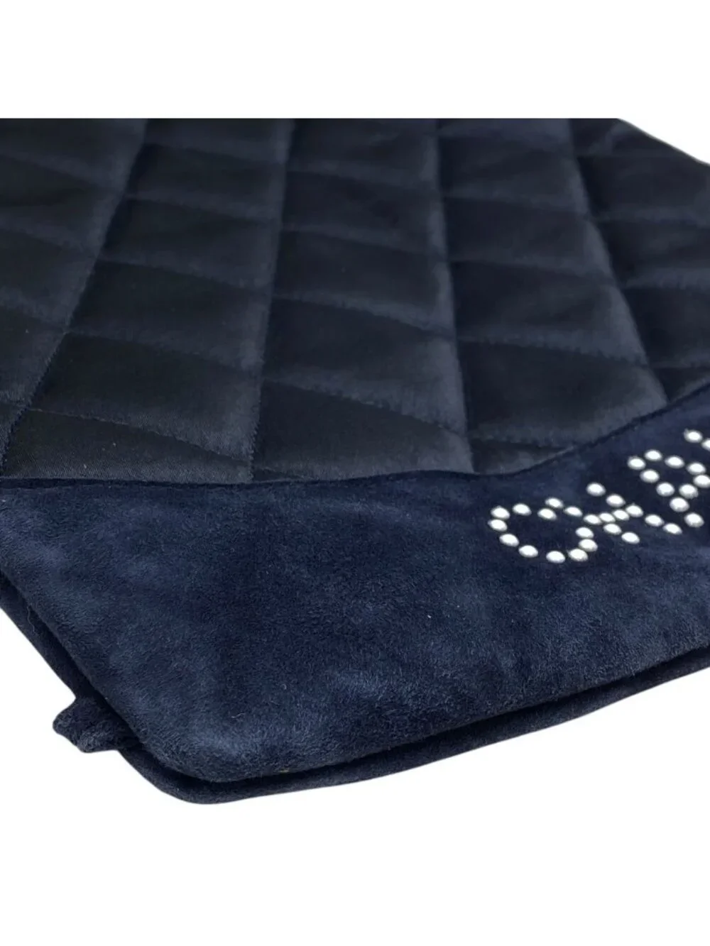 Chanel Quilted Backpack Nap Pearl Logo Satin Leather Navy Lightweight Capacity